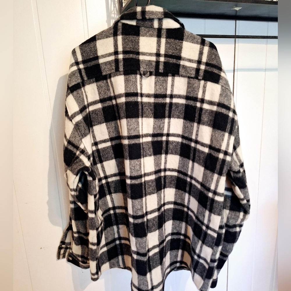 FIELDMASTETS Black & White Lightweight 55% Wool Plaid Shirt Very Good Condition - Picture 2 of 3